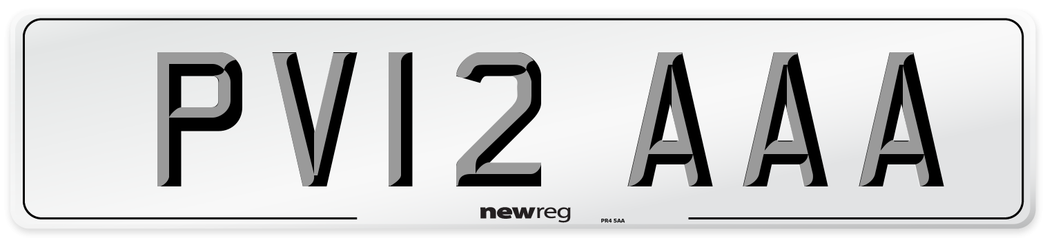 PV12 AAA Number Plate from New Reg